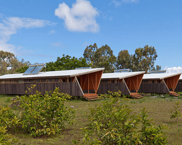 Moreava Cabins, AATA Arquitectos Asociados, Easter Island, cross-ventilation, solar panels, solar collectors, timber, sustainable accomodation, Prefab Housing, Eco Tourism, energy efficiency