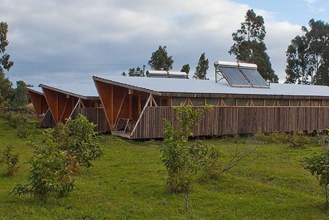 Moreava Cabins, AATA Arquitectos Asociados, Easter Island, cross-ventilation, solar panels, solar collectors, timber, sustainable accomodation, Prefab Housing, Eco Tourism, energy efficiency
