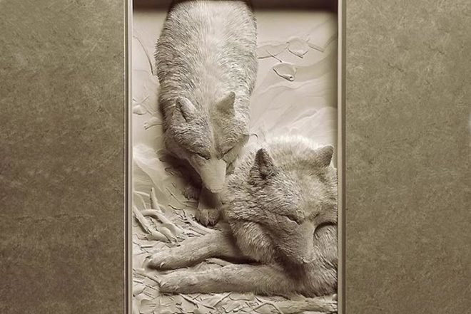 art, compostable / recycling, biodegradable materials, Calvin Nicholls, hummingbird, archival paper, fox, woodland, Canada, Ontario, paper art, paper knife, delicate art, paper sculptures, Recycling / Compost, animals
