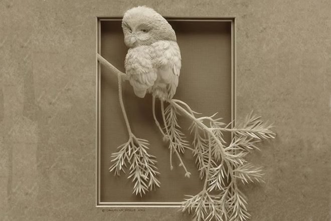 art, compostable / recycling, biodegradable materials, Calvin Nicholls, hummingbird, archival paper, fox, woodland, Canada, Ontario, paper art, paper knife, delicate art, paper sculptures, Recycling / Compost, animals