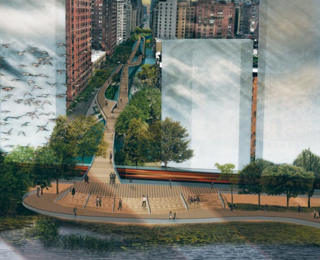 green design, eco design, sustainable design, East River Esplanade, Reimagining the Waterfront, Joseph Wood, East River, Takuma Ono, Museum of the City of New York, Matteo Rossetti