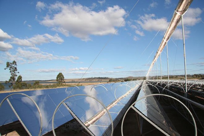 Compact linear Fresnel reflector, CLFR technology, solar power, solar array, solar power plant, photovoltaic