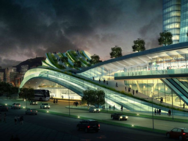 Express Rail Link West Kowloon Terminus, Aedas, Aecom, china high speed rail, green roof, train station, hong kong, high speed rail