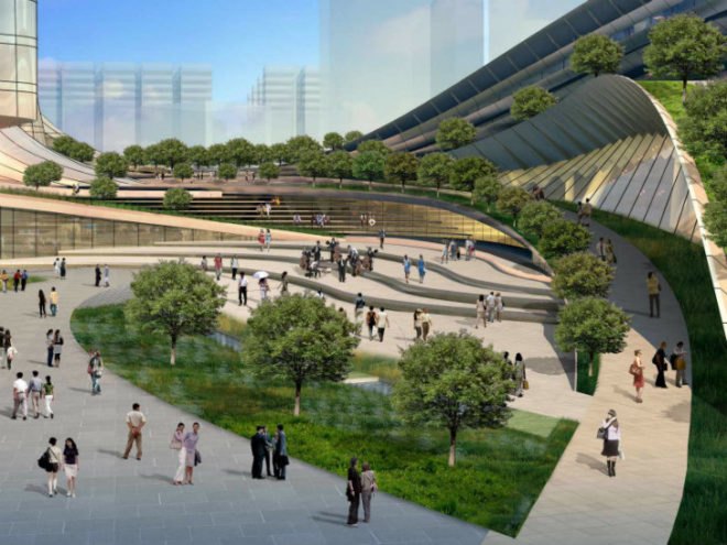 Express Rail Link West Kowloon Terminus, Aedas, Aecom, china high speed rail, green roof, train station, hong kong, high speed rail