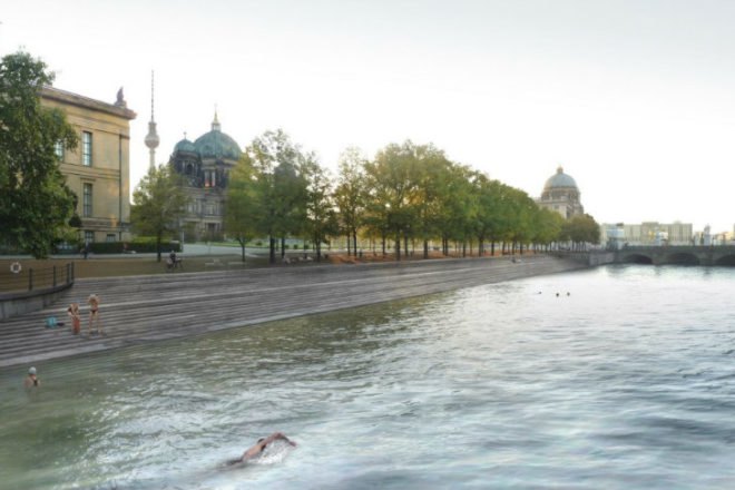 Flussbad, Realities United, berlin, spree river, river swimming pool, regenerative water project, global holcim award