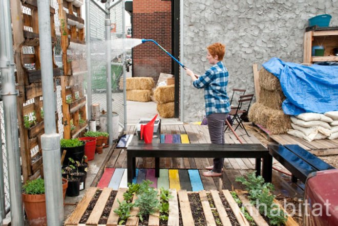 Hayseed's Big City Farm Supply; farm supply; urban farming; rooftop gardens; urban gardening; green design; eco design; repurposed materials; repurposed crates; wood crates; old crates; composting; backyard gardening; Inhabitat; New York; New York City; Inhabitat NY; Greenpoint; Brooklyn; outdoor gardening; Amanda Coen