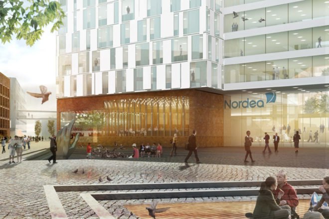 Henning Larsen Architects, Architecture Competition, Nordea Bank, Open Plan OFfices, Natural LIght, Green Wall