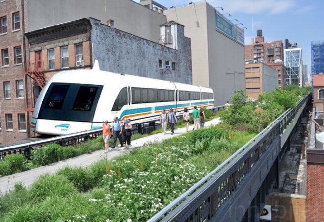 High Line Park People Mover, High Line Tram, high line, high line train, april fools, april fools post, green transportation
