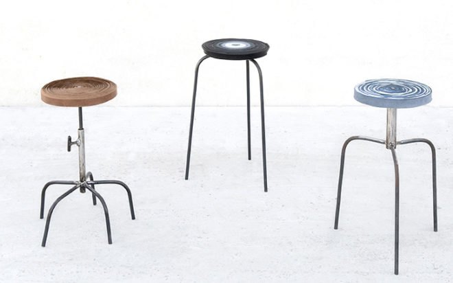 green design, eco design, sustainable design, Pepe Heykoop, Milan Furniture Fair, recycled leather, remnant leather, Leather Loops Stool