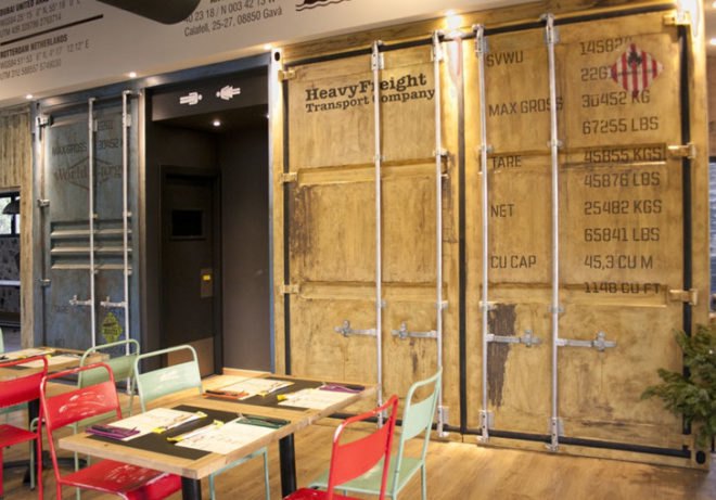 green design, eco design, sustainable design, Pedro Scattarella, Barcelona, Los Sopranos Gava, upcycled shipping containers, recycled shipping containers, shipping container interiors