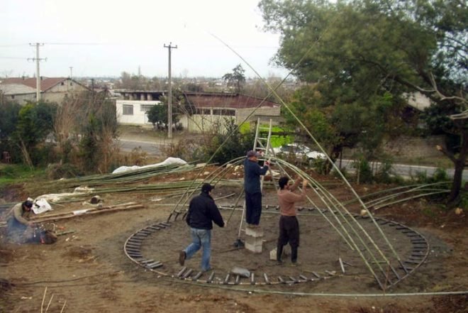 Pouya Khazaeli Parsa, bamboo dome, iran, self-standing shelter, emergency shelter, biodegradable materials, rice plants, architecture, botanical, recycling / compost