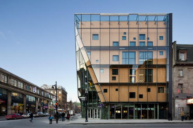 Quartier des Spectacles, AEDIFICA, Montreal, LE 2-22, eco office, high performance envelope, double walled facade