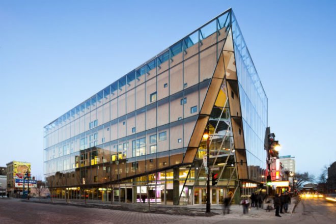 Quartier des Spectacles, AEDIFICA, Montreal, LE 2-22, eco office, high performance envelope, double walled facade
