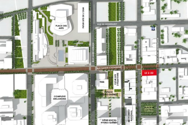 Quartier des Spectacles, AEDIFICA, Montreal, LE 2-22, eco office, high performance envelope, double walled facade