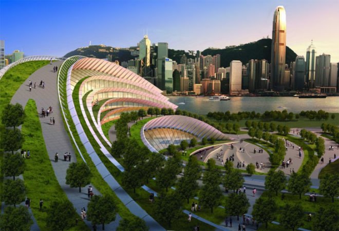 Express Rail Link West Kowloon Terminus, Aedas, Aecom, china high speed rail, green roof, train station, hong kong, high speed rail