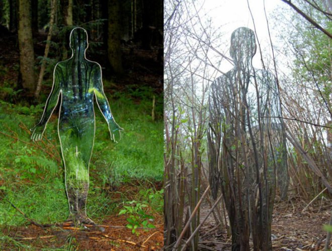 green design, eco design, sustainable design, environmental art, Rob Mullholland, Scotland, Forestry Commission, Vestige, Mirror sculpture, Aberfoyle, Trossachs
