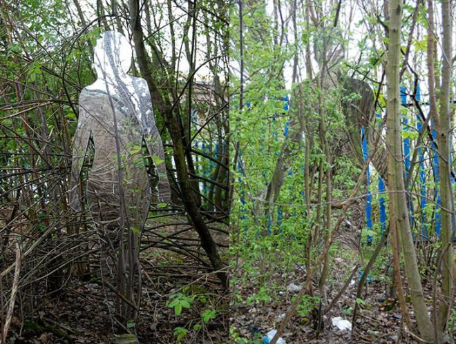 green design, eco design, sustainable design, environmental art, Rob Mullholland, Scotland, Forestry Commission, Vestige, Mirror sculpture, Aberfoyle, Trossachs