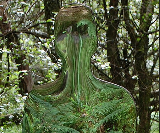 green design, eco design, sustainable design, environmental art, Rob Mullholland, Scotland, Forestry Commission, Vestige, Mirror sculpture, Aberfoyle, Trossachs