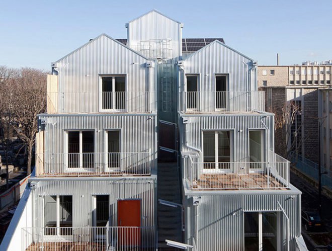 Stéphane Maupin, corrugated steel, Paris housing, urban social housing, French green building,