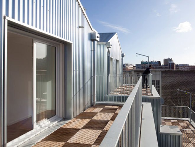 Stéphane Maupin, corrugated steel, Paris housing, urban social housing, French green building,