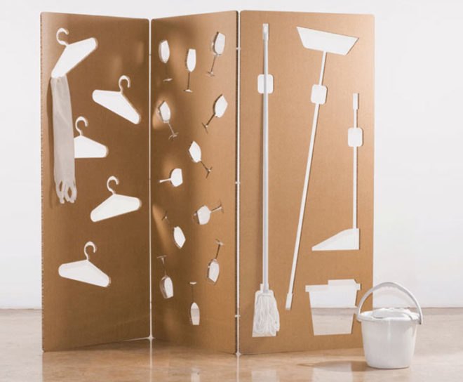 Sandra Cabello, cardboard storage, sustainable furniture, SaloneSatellite, Milan furniture fair, green furniture, cardboard wall, eco design, green design