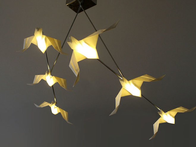 green design, eco design, sustainable design, Milan Design Week, Origami Lamp, Si Studio, Migration Lamp, Origamis Hunter, Sustainable Lighting