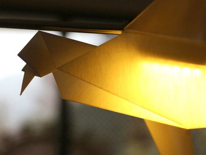 green design, eco design, sustainable design, Milan Design Week, Origami Lamp, Si Studio, Migration Lamp, Origamis Hunter, Sustainable Lighting