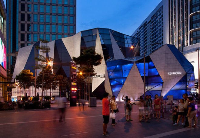 green design, eco design, sustainable design, double skinned facade, renovation, Kuala Lumpur Starhill Gallery, Spark Architects, Chanel, Louis Vuitton, Sehpora, prismatic addition, LED lights