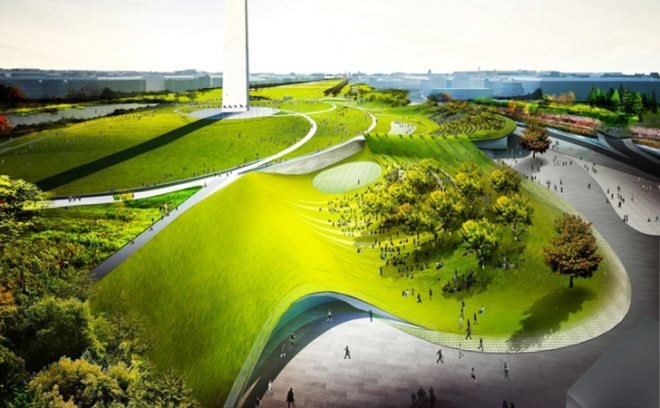 Sylvan Theatre Proposal, Diller Scofidio + Renfro, DS+R, washington mall, design competition, landscape interventions, green roof, wetlands