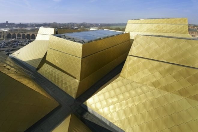 copper, Hive, Feilden Clegg Bradley Studios, UK, Worcester, natural ventilation, daylighting, BREAAM, green design, sustainable design, eco-design, climate change, UK-CIP, Worcester library, indigenous plant species, carbon emissions