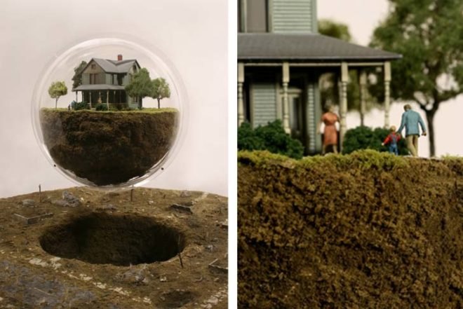 NYC art, Thomas Doyles, catastrophic memories, miniature art, miniature worlds, art