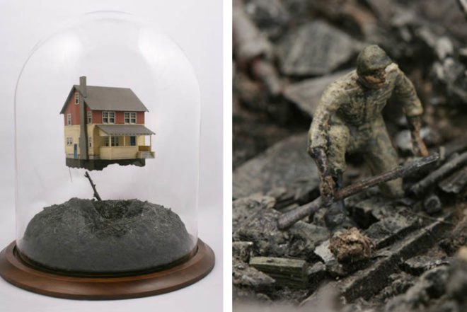 NYC art, Thomas Doyles, catastrophic memories, miniature art, miniature worlds, art
