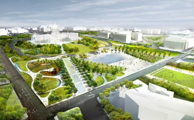 union square Proposal, Diller Scofidio + Renfro, DS+R, washington mall, design competition, landscape interventions, green roof, wetlands