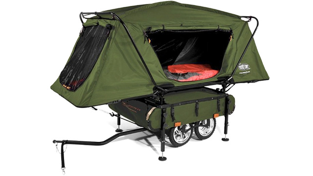 midget bushtrekka, kamp rite, bike trailer camping, mini camper bicycle, sustainable travel, cycling, pop-up camper