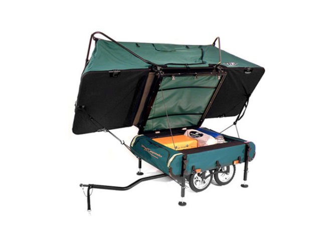 midget bushtrekka, kamp rite, bike trailer camping, mini camper bicycle, sustainable travel, cycling, pop-up camper