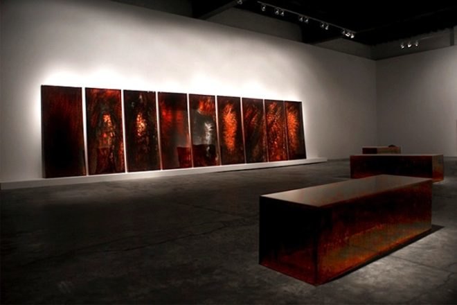 slaughterhouses, blood, Jordan Eagles, art, recycled materials, green design, sustainable design, eco-design, art, eco-art