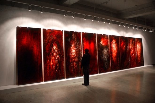 slaughterhouses, blood, Jordan Eagles, art, recycled materials, green design, sustainable design, eco-design, art, eco-art