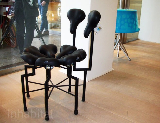 Hes for Artwo, Carlo De Meo, recycled materials, recycled furniture, bicycle seat furniture, green furniture, milan furniture fair