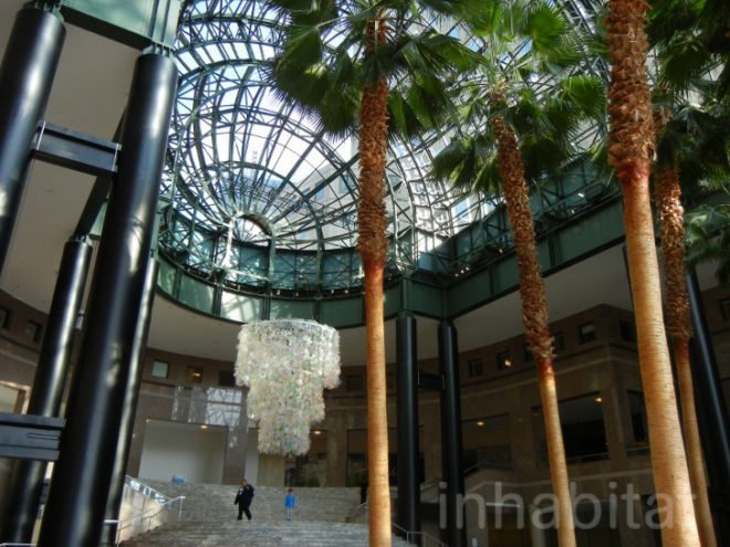 Katharine Harvey, arts brookfield, recycled chandelier, recycled plastic bottles, bottle chandelier, recycled art, green art,
