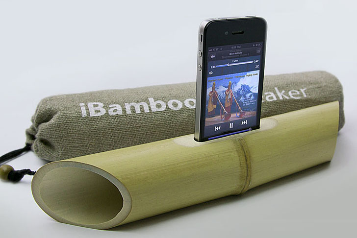 iBamboo speaker, iphone speaker, iphone dock, bamboo speaker, electricity-free speaker