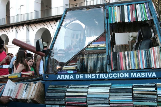 raul lemesoff, book art, weapon of mass instruction, arma de instruccion masiva, free library