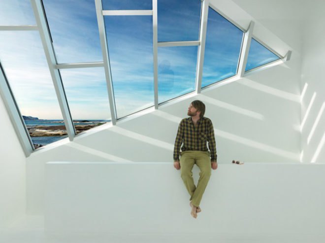 artists studio, natural light, todd saunders, light filled room, fogo island, tower studio, newfoundland canada
