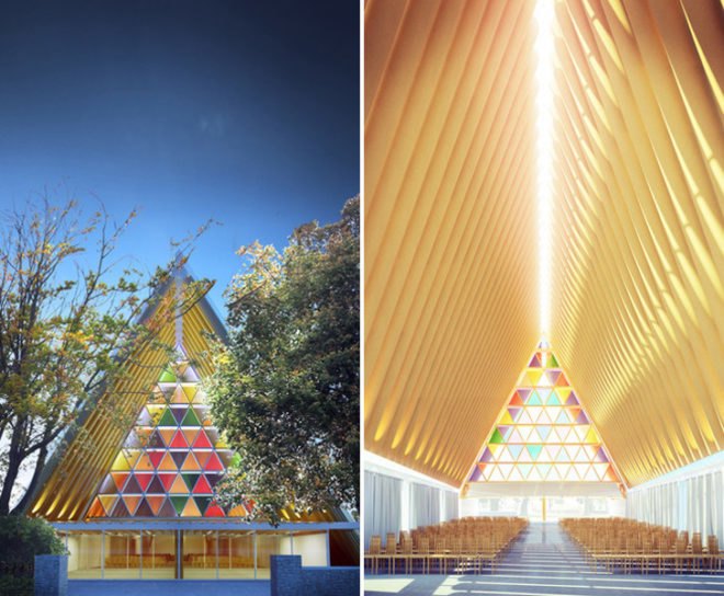 shigeru ban christchurch cathedra, shigeru ban cardboard church, cardboard building, Christ church church, Shigeru Ban Church, green building, New Zealand Church, green design, sustainable architecture, green building
