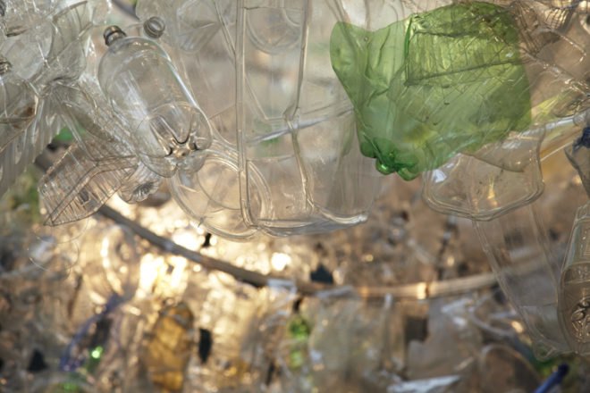 Katharine Harvey, arts brookfield, recycled chandelier, recycled plastic bottles, bottle chandelier, recycled art, green art,