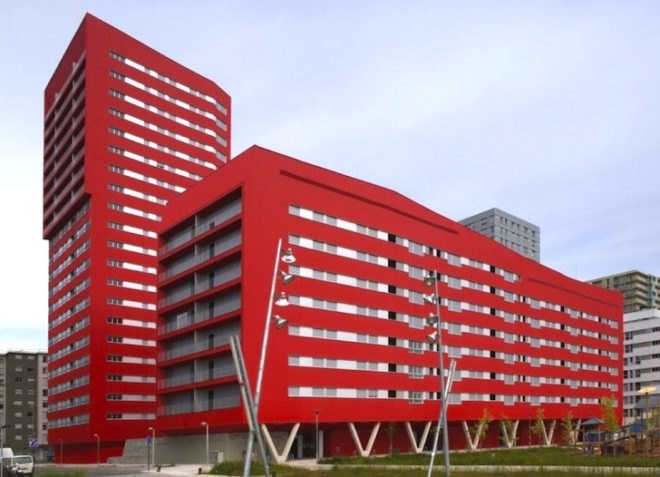 Salburua, Spain, social design, social housing, affordable housing, cogeneration, excess energy, energy savings, green design, sustainable design, eco design, ACXT, 242 social housing units, natural gas