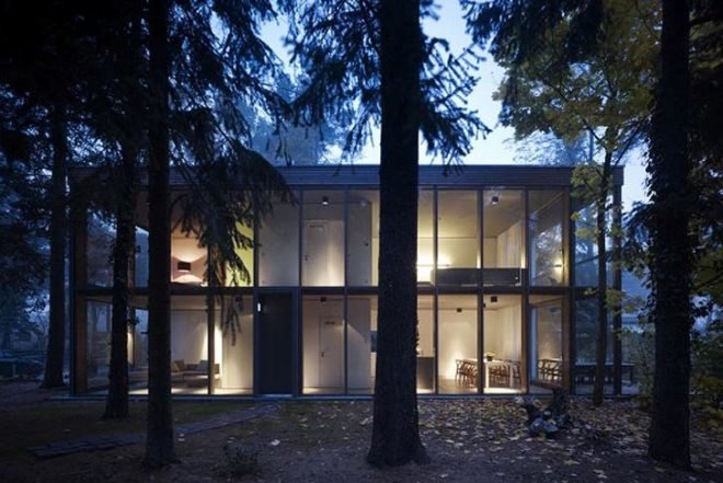 Ahlbrech Felix Scheidt Kasprush, Minimum House, Berlin, Energy-efficient, active energy, passive energy, Modular, modernist, pine forest, open-plan, Sustainable Building, Architecture, energy efficiency, Green Lighting