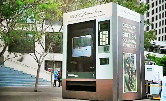 green design, eco design, sustainable design, Vending Machine, Tourism British Columbia, giant vending machine, eco-tourism