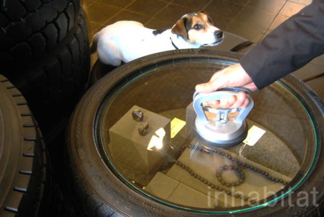 reused car tyres, DOM, Berlin, christian koban, LED lights, tyres, interiors, Recycled Materials, Art, green Interiors, Green Lighting