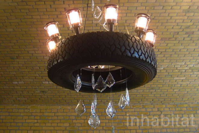 reused car tyres, DOM, Berlin, christian koban, LED lights, tyres, interiors, Recycled Materials, Art, green Interiors, Green Lighting
