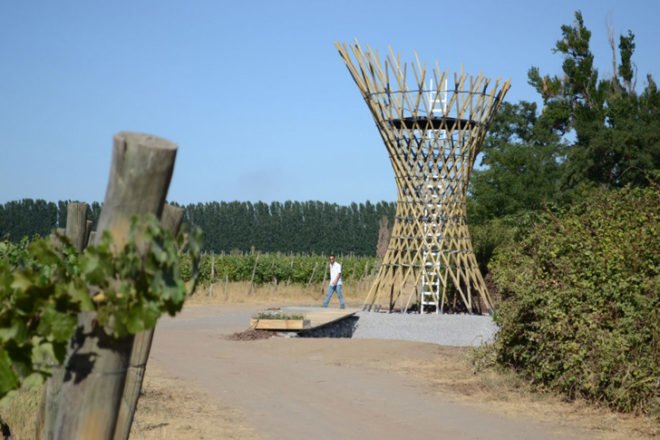 Carlos Jarpa, Vigilante Maule, eco tower, lookout point, chilean architecture, vineyard architecture, Timber Frame Tower, wood structures, eco wood structure, sustainable wood structures, wood lookout points